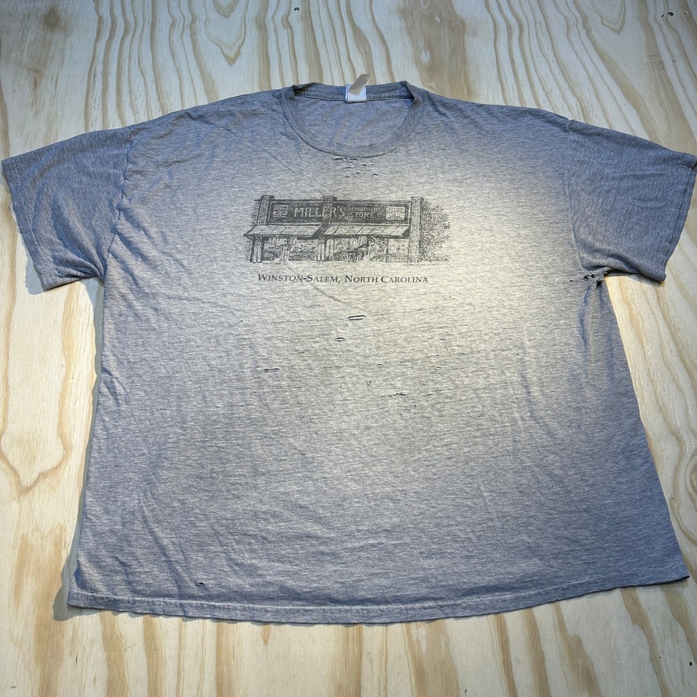 Hanes Beefy-T Mens XL Gray Miller's Department Store Winston-Salem Graphic Tee